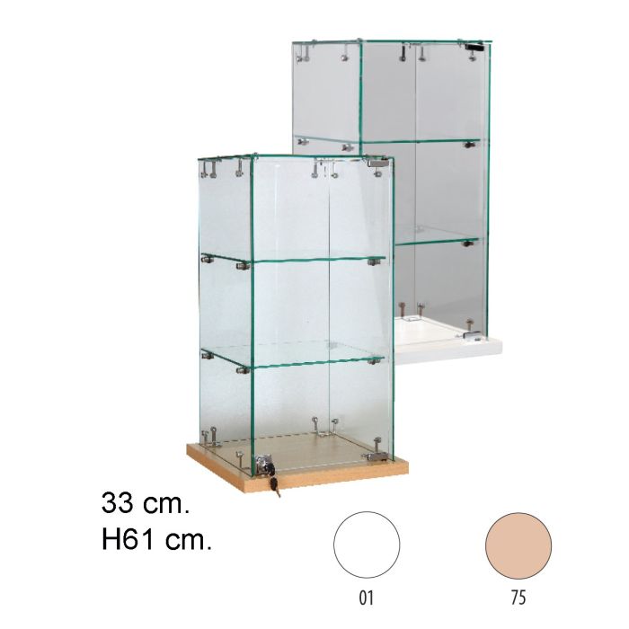 Slimline glas bordvitrine - Hvid