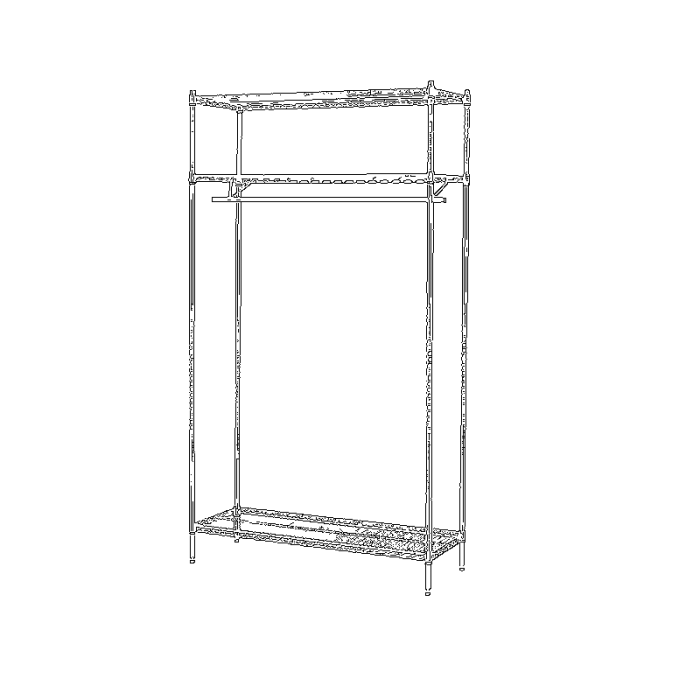 Garderobe Reol - TUBO (B 122 x D 46 x H 220 cm.) - Krom