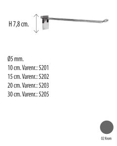 Euro-krog Ø 5 mm. - dobbeltkrog t/ rillepanel - krom. Vælg længde