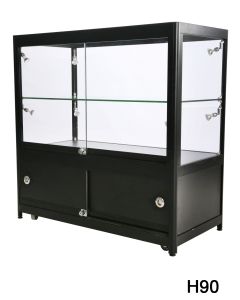 Vitrine H90 med underskab - sort- Verona